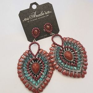 3 for $18 Boho Turquoise n Red Sparkle Beaded Macramé Earrings NWT